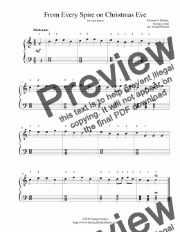 page one of From Every Spire on Christmas Eve - for easy piano