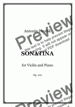 page one of Dvorak - SONATINA for Violin and Piano Op. 100