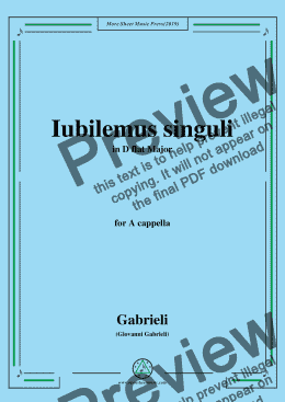 page one of Gabrieli,Giovanni-Iubilemus singuli,in D flat Major,for A cappella