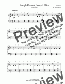 page one of Joseph Dearest, Joseph Mine (Joseph, O Dear Joseph, Mine) - for easy piano