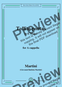 page one of Martini-Tollite portas,in E Major,for A cappella