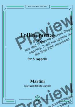 page one of Martini-Tollite portas,in B Major,for A cappella