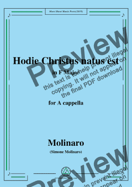 page one of Molinaro-Hodie Christus natus est,in F Major,for A cappella