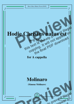 page one of Molinaro-Hodie Christus natus est,in G Major,for A cappella