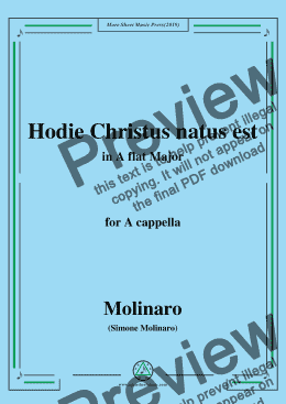page one of Molinaro-Hodie Christus natus est,in A flat Major,for A cappella