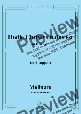 page one of Molinaro-Hodie Christus natus est,in E Major,for A cappella
