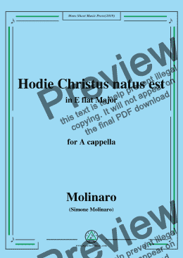 page one of Molinaro-Hodie Christus natus est,in E flat Major,for A cappella