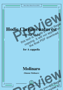 page one of Molinaro-Hodie Christus natus est,in D flat Major,for A cappella