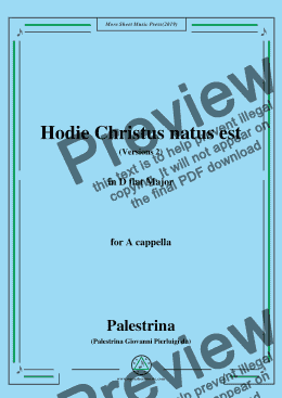 page one of Palestrina-Hodie Christus natus est(Versions 2),in D flat Major,for A cappella