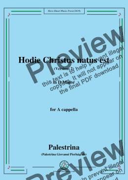 page one of Palestrina-Hodie Christus natus est(Versions 2),in D Major,for A cappella