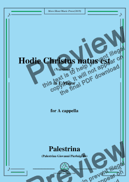 page one of Palestrina-Hodie Christus natus est(Versions 2),in E Major,for A cappella