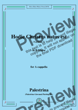 page one of Palestrina-Hodie Christus natus est(Versions 2),in B Major,for A cappella
