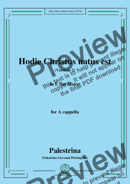 page one of Palestrina-Hodie Christus natus est(Versions 2),in E flat Major,for A cappella