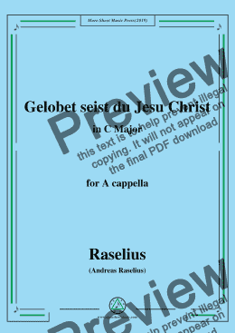 page one of Raselius-Gelobet seist du Jesu Christ,in C Major,for A cappella