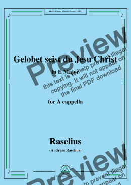 page one of Raselius-Gelobet seist du Jesu Christ,in E Major,for A cappella