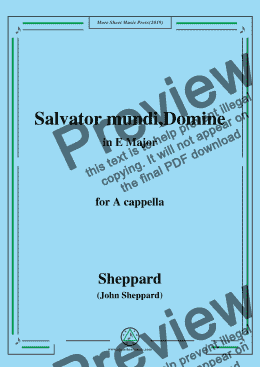 page one of Sheppard-Salvator mundi,Domine,in E Major,for A cappella