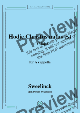 page one of Sweelinck-Hodie Christus natus est,in D Major,for A cappella
