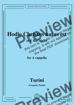 page one of Turini-Hodie Christus natus est,in E flat Major,for A cappella