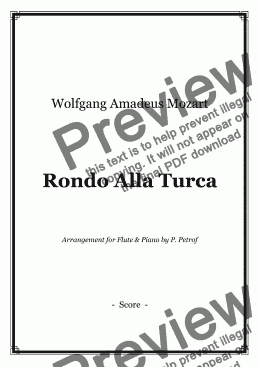 page one of MOZART - Rondo Alla Turca - Flute and Piano