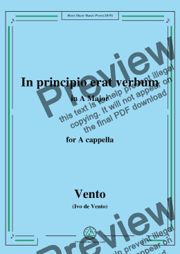 page one of Vento-In principio erat verbum,in A Major,for A cappella
