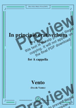 page one of Vento-In principio erat verbum,in C Major,for A cappella