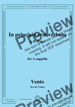 page one of Vento-In principio erat verbum,in B Major,for A cappella