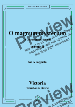 page one of Victoria-O magnum mysterium,in b minor,for A cappella