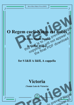 page one of Victoria-O Regem caeli-Natus est nobis,in G flat Major,for SI&II AI&II,A cappella