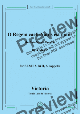 page one of Victoria-O Regem caeli-Natus est nobis,in G Major,for SI&II AI&II,A cappella