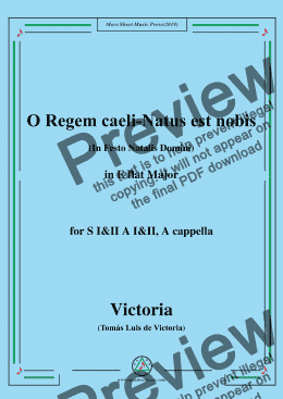 page one of Victoria-O Regem caeli-Natus est nobis,in E flat Major,for SI&II AI&II,A cappella