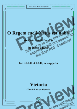 page one of Victoria-O Regem caeli-Natus est nobis,in D flat Major,for SI&II AI&II,A cappella