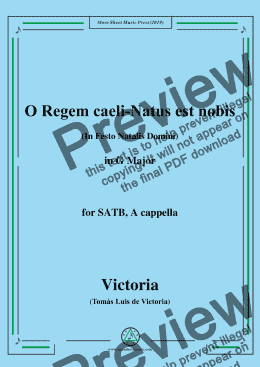 page one of Victoria-O Regem caeli-Natus est nobis,in G Major,for SATB,A cappella