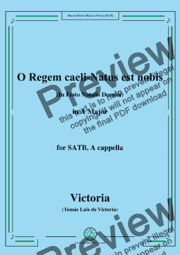 page one of Victoria-O Regem caeli-Natus est nobis,in A Major,for SATB,A cappella