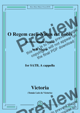 page one of Victoria-O Regem caeli-Natus est nobis,in B Major,for SATB,A cappella