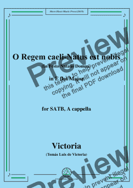 page one of Victoria-O Regem caeli-Natus est nobis,in E flat Major,for SATB,A cappella