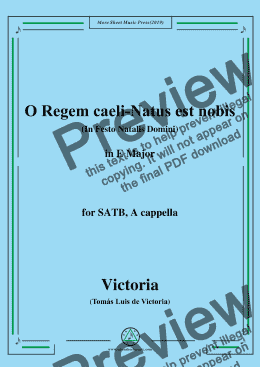 page one of Victoria-O Regem caeli-Natus est nobis,in E Major,for SATB,A cappella