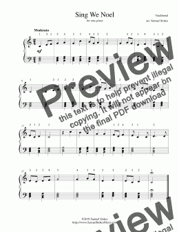 page one of Sing We Noel - for easy piano