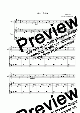 page one of La Piva. Oboe and piano