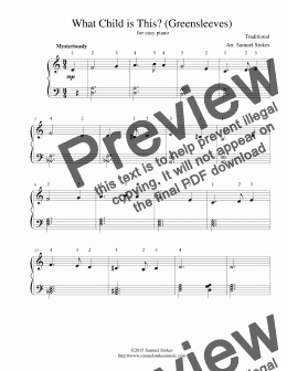 page one of What Child is This? (Greensleeves) - for easy piano