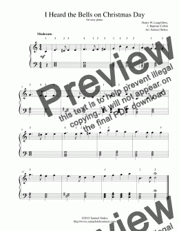 page one of I Heard the Bells on Christmas Day - for easy piano