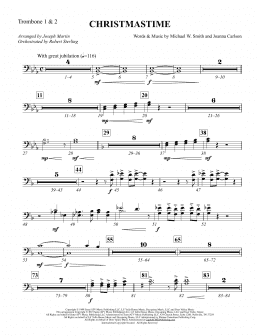 page one of Christmastime (arr. Joseph M. Martin) - Trombone 1 & 2 (Choir Instrumental Pak)