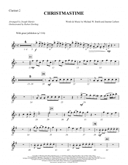 page one of Christmastime (arr. Joseph M. Martin) - Bb Clarinet 2 (Choir Instrumental Pak)