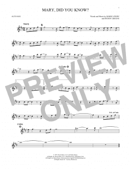 page one of Mary, Did You Know? (Alto Sax Solo)