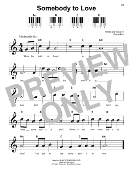 page one of Somebody To Love (Super Easy Piano)