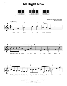 page one of All Right Now (Super Easy Piano)