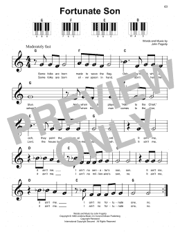 page one of Fortunate Son (Super Easy Piano)