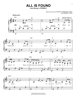 page one of All Is Found (from Disney's Frozen 2) (Easy Piano)