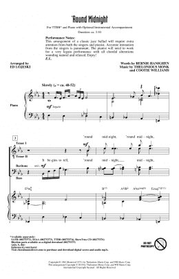 page one of 'Round Midnight (arr. Ed Lojeski) (TTBB Choir)