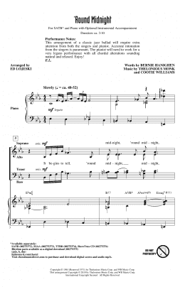 page one of 'Round Midnight (arr. Ed Lojeski) (SATB Choir)