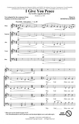 page one of I Give You Peace (SATB Choir)